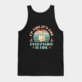 I'm fine.It's fine. Everything is fine.Merry Christmas  funny lama and Сhristmas garland Tank Top